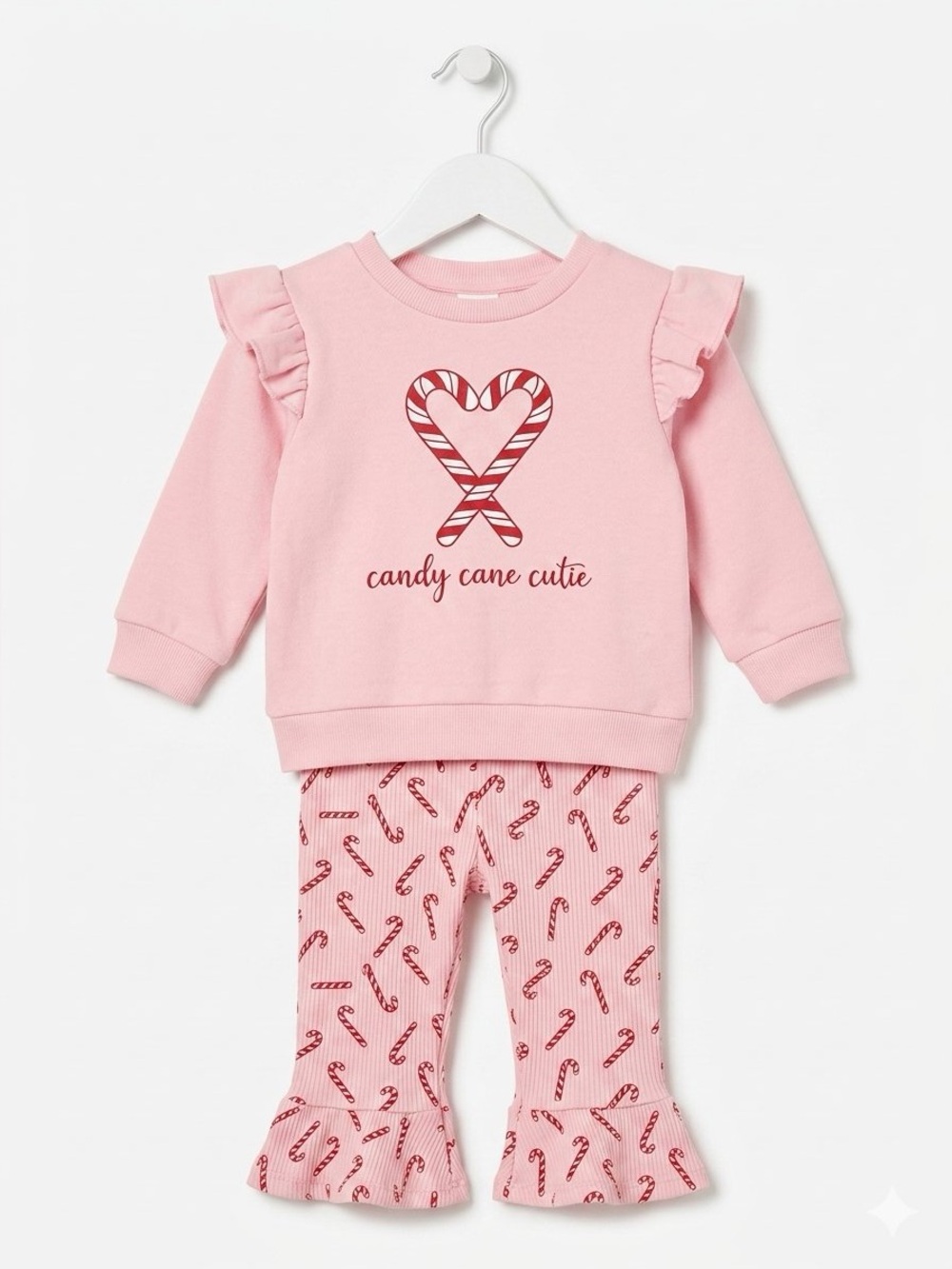 Lila & Jack Pink "Candy Cane Cutie" 2-Piece Sweatshirt & Pants Set - Size 3-6m